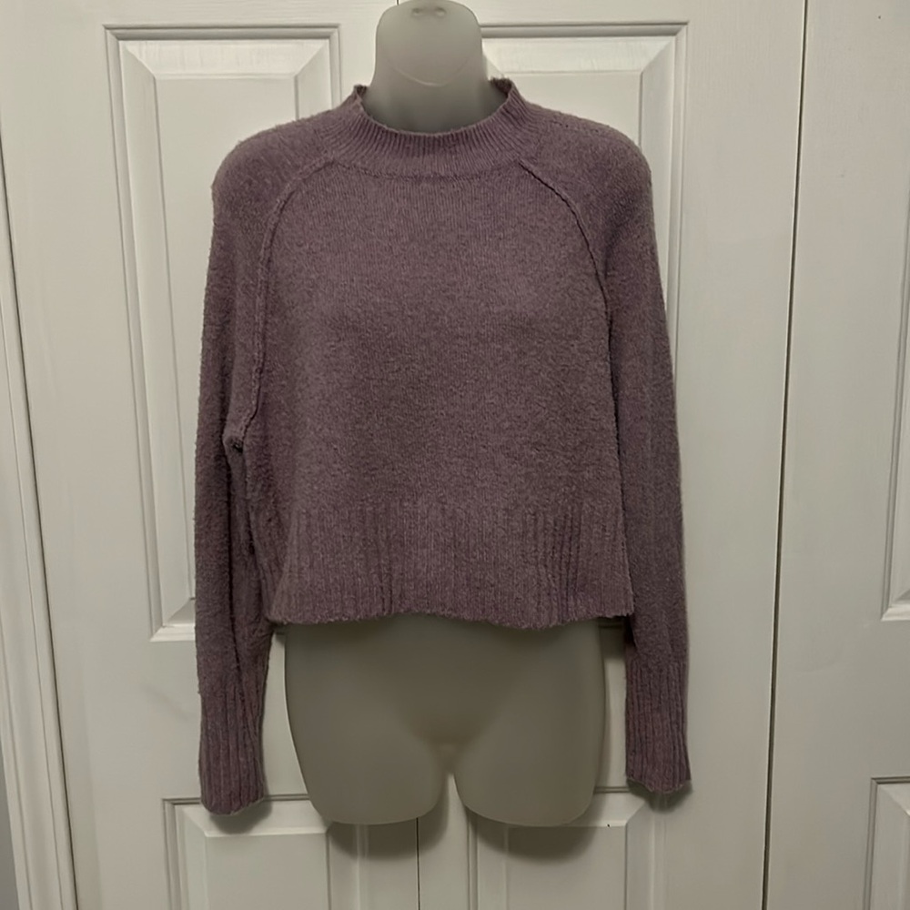 Jolie & Joy sz Large Purple Mock Neck Cropped Sweater GIC B1313